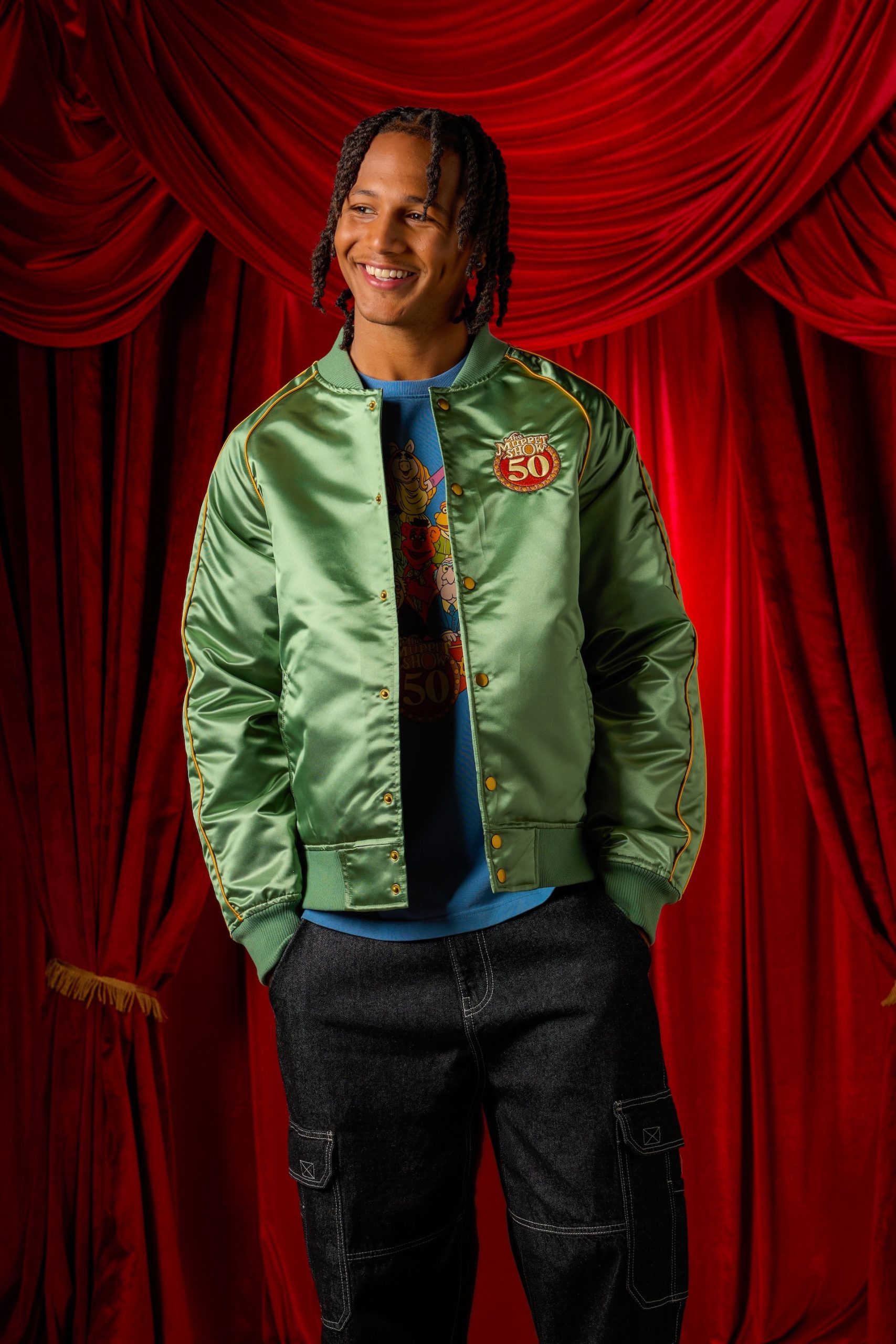 The Muppets Plush Cardigan is going to be a popular piece, with a vibrant color scheme and a mix of embroidered and plush characters scattered across. Dedicated Muppets fans will also love the Muppet Show Satin Jacket with embroidered logos, and the Muppet Show T-Shirt for Adults with a collage of characters.