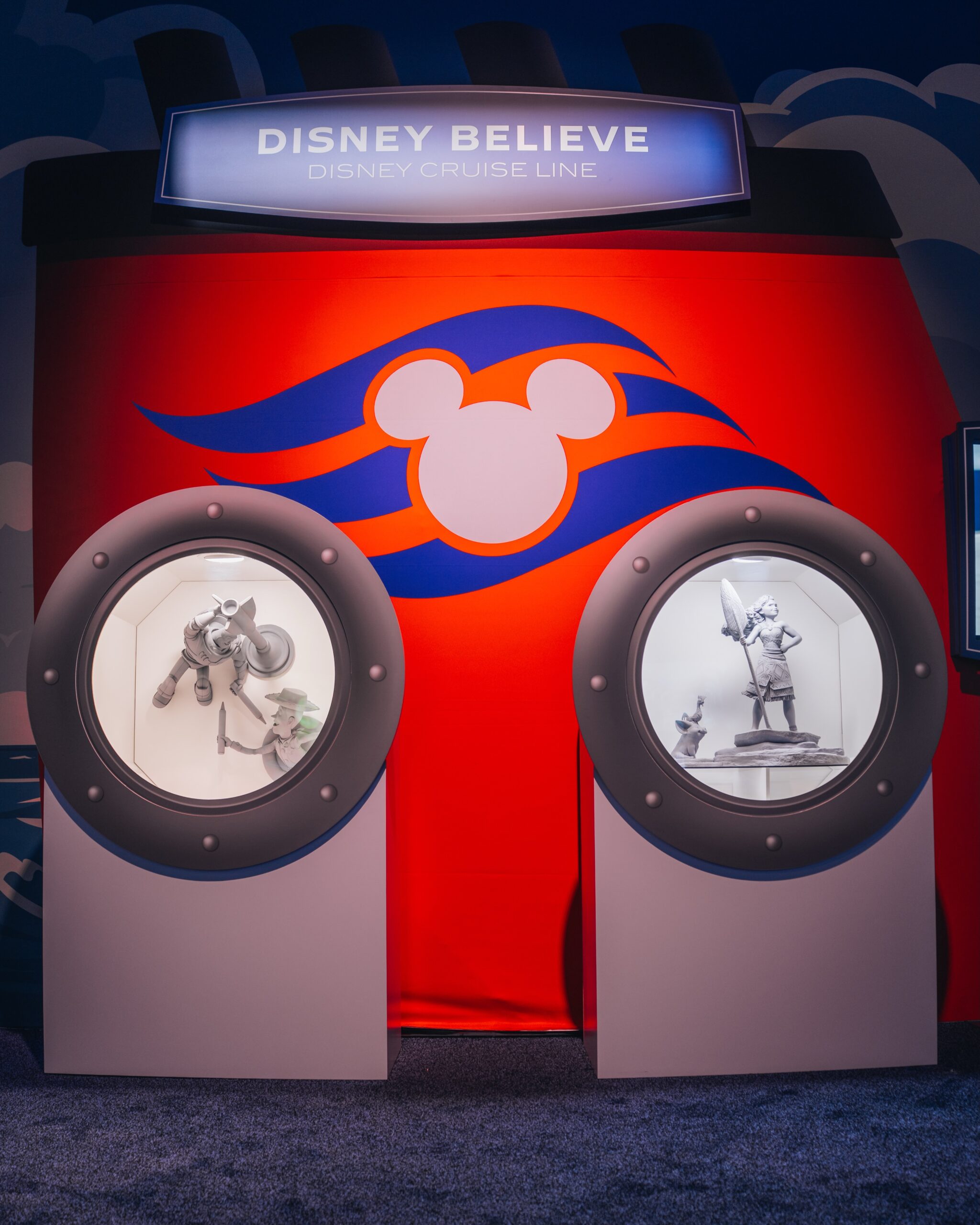 The Walt Disney Imagineering pavilion at D23 received several new exhibits overnight, giving attendees a closer look at projects announced during the Disney Experiences showcase.