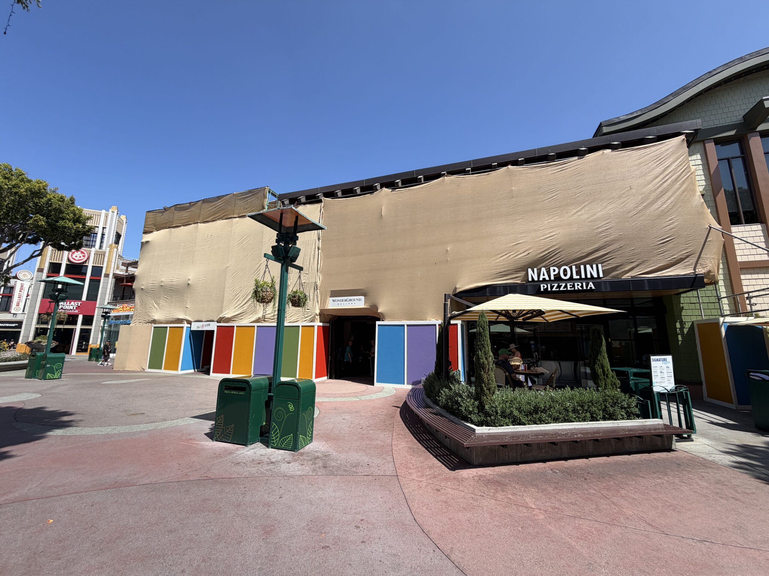 Exterior refurbishment work has now expanded across an entire multi-tenant building in the Downtown Disney District.