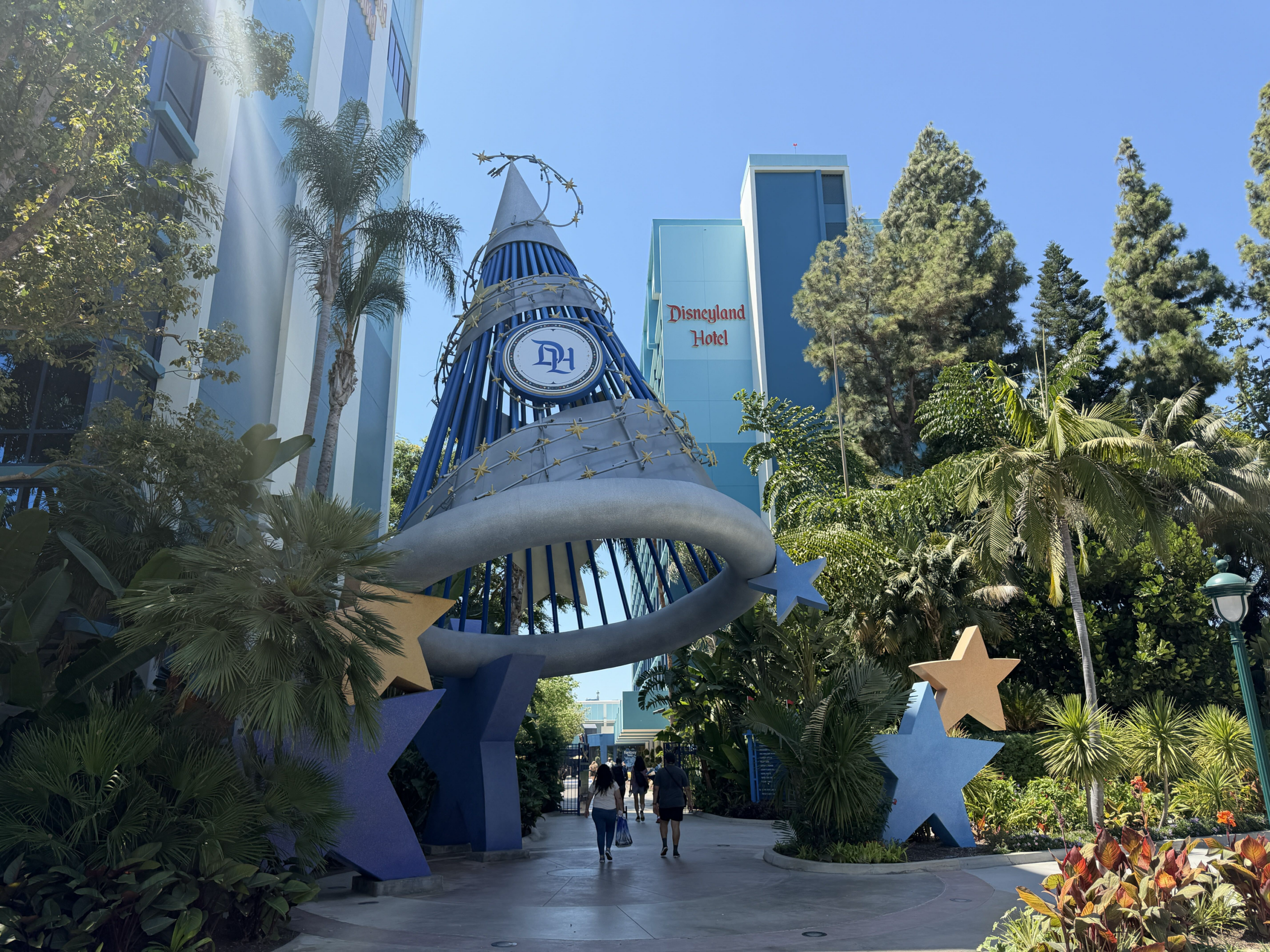 “DH” Medallion Replaces Disneyland Hotel Logo on Sorcerer’s Hat Sculpture
