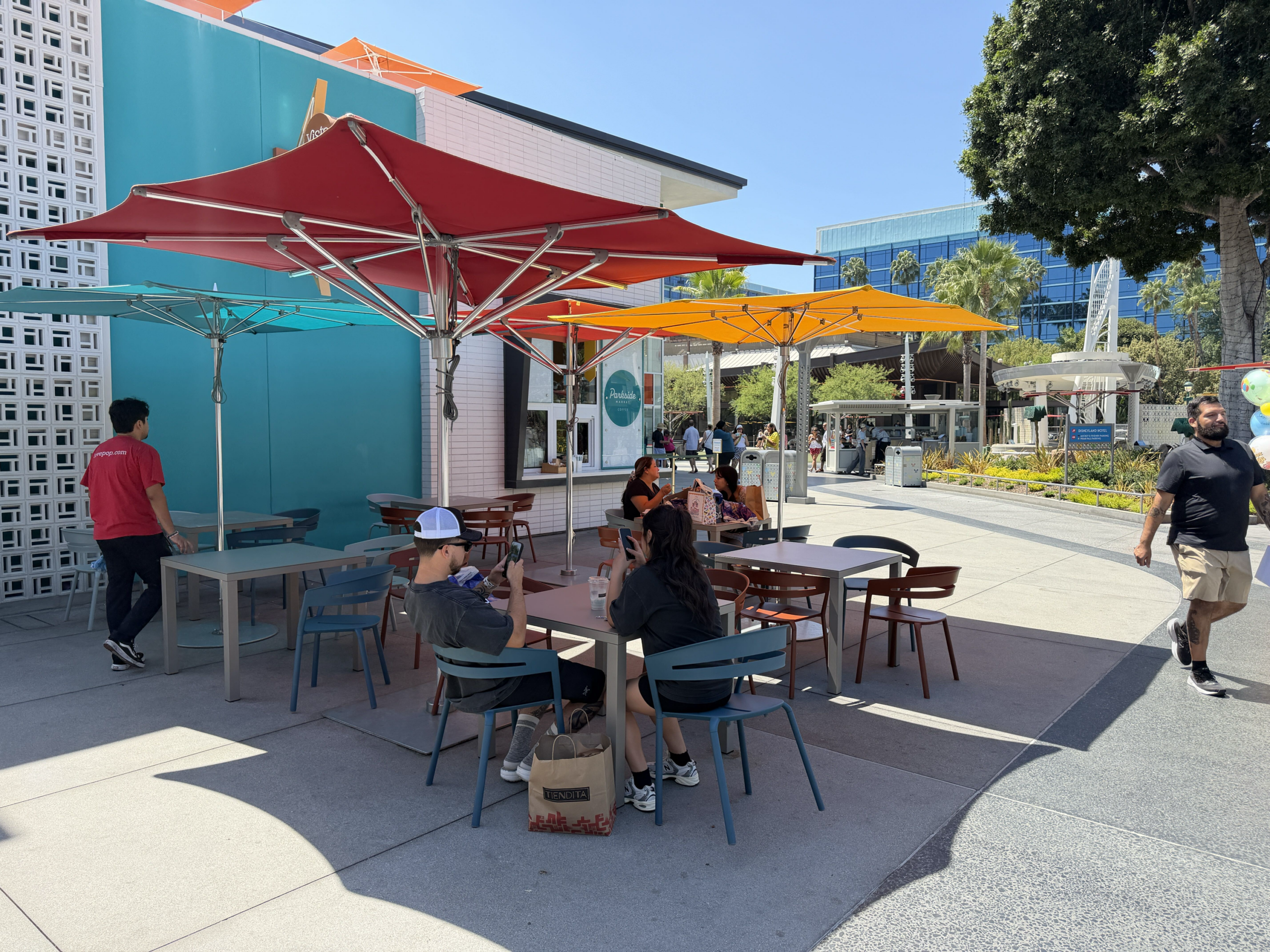 New outdoor seating has been added to the side of Parkside Market in the Downtown Disney District.