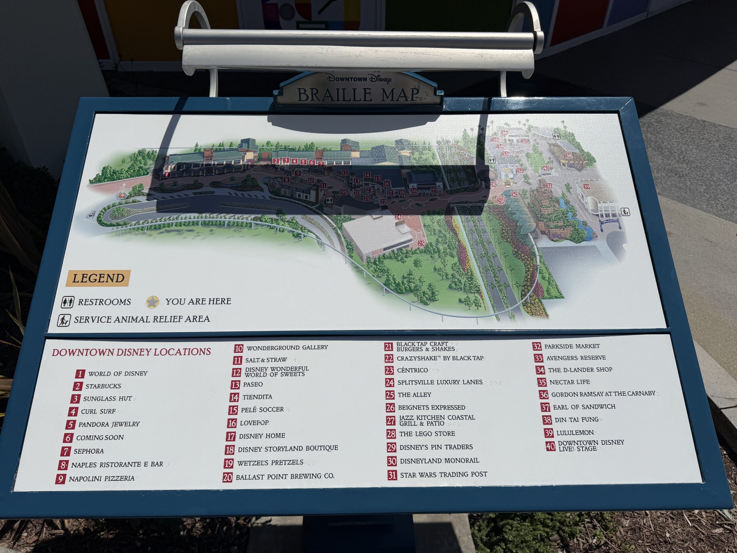 Updated Downtown Disney Braille Map Adds Gordon Ramsay at The Carnaby and Earl of Sandwich