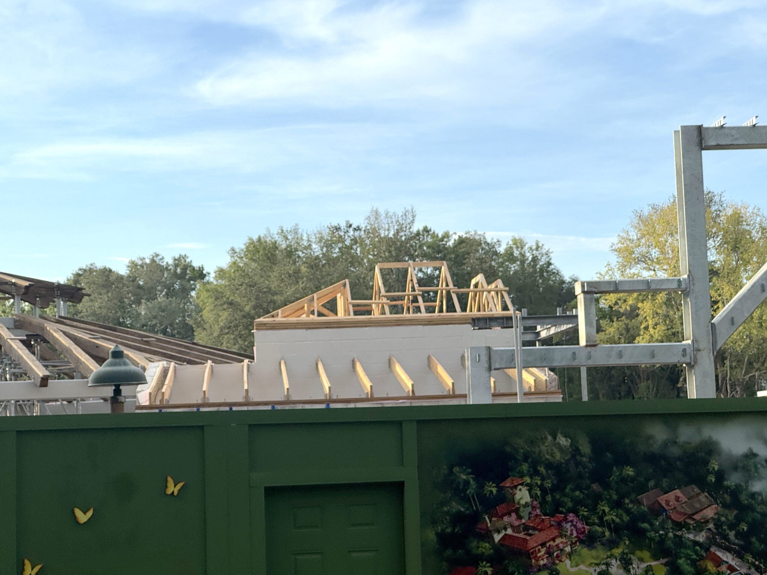 Fresh Pueblo Esperanza roof framing at Animal Kingdom