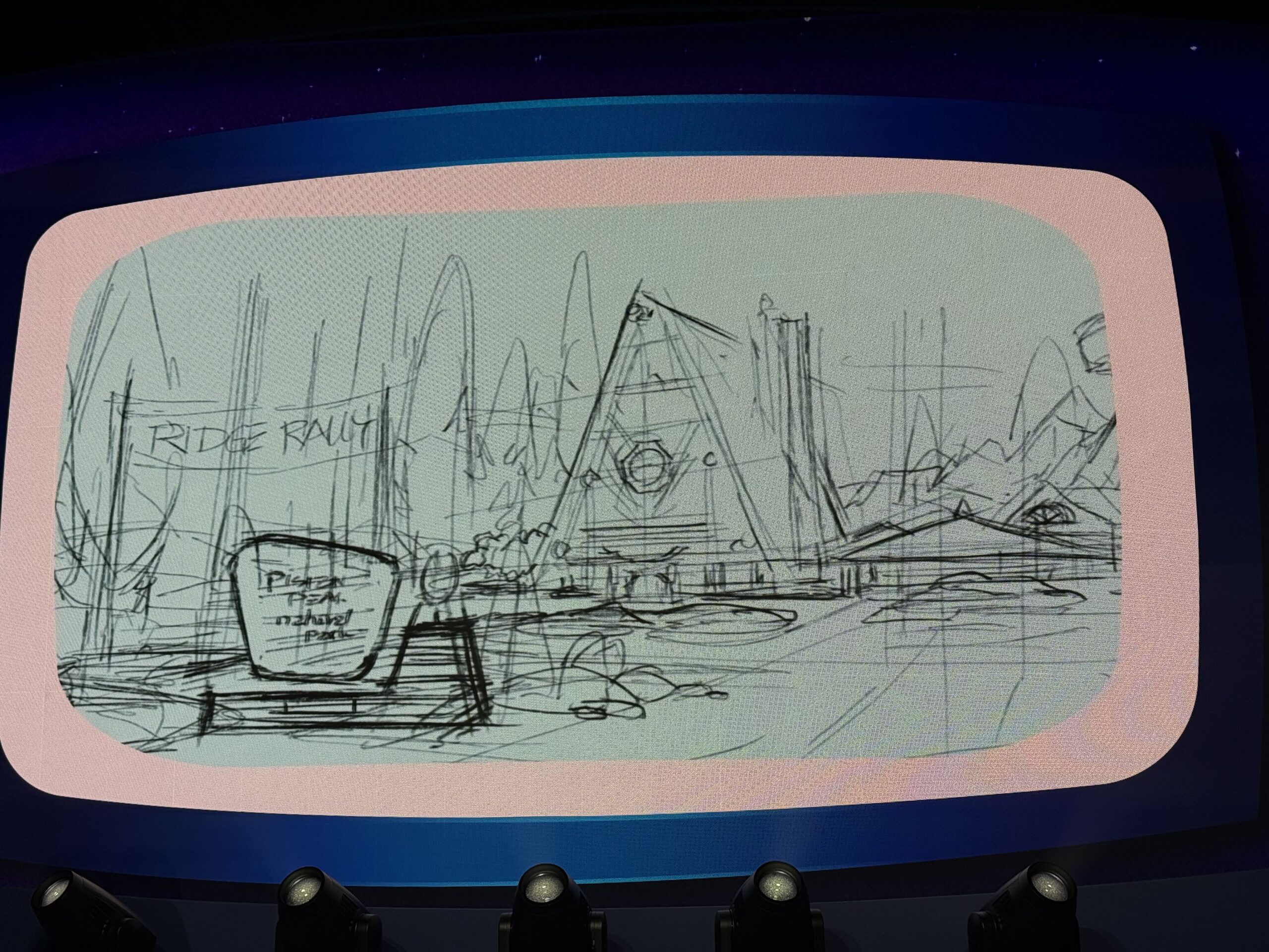 Walt Disney Imagineering shared new concept art, early production sketches, creative guidelines, and other behind-the-scenes material for Piston Peak National Park during a presentation on the D23 expo floor.