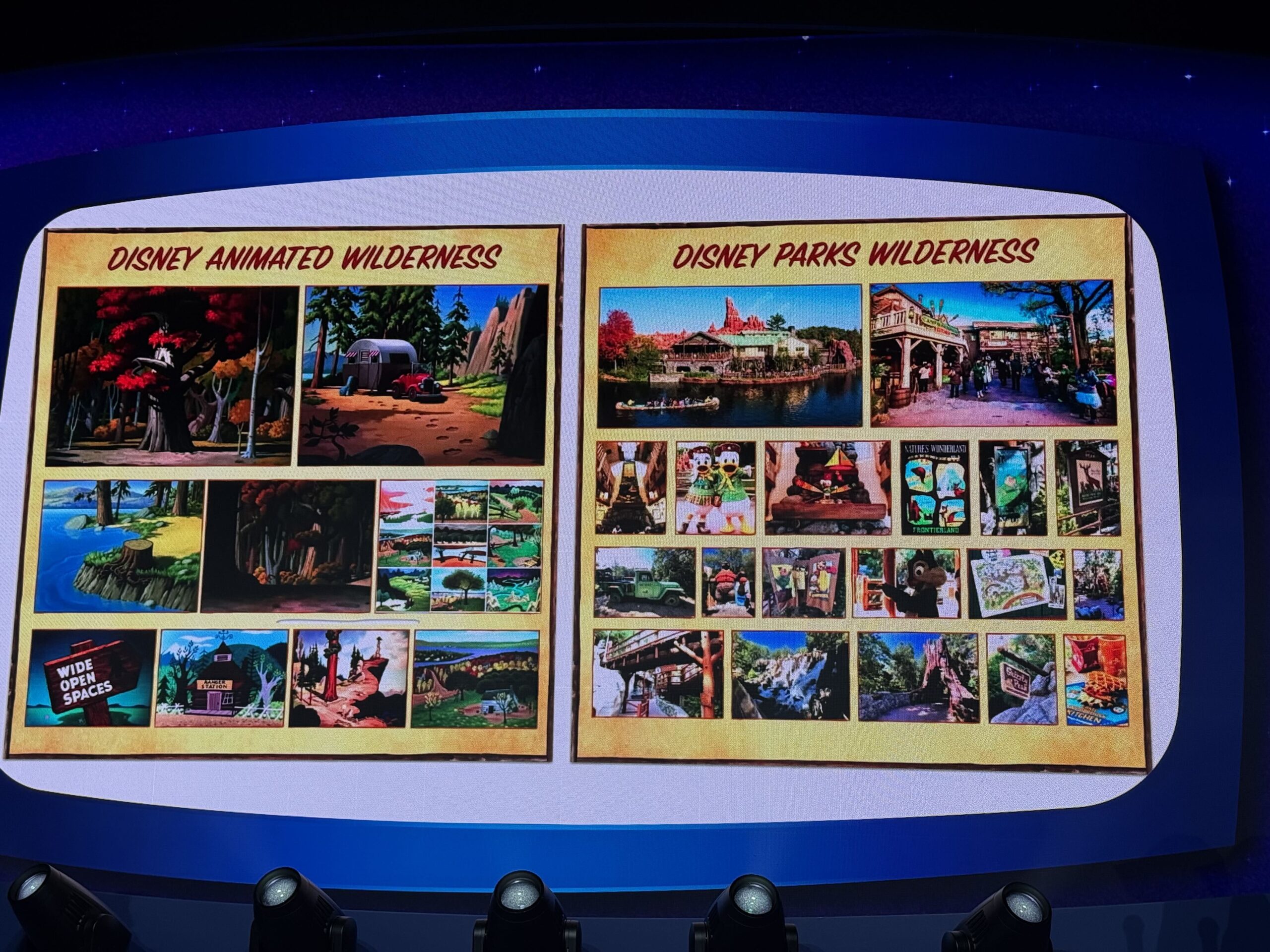 Walt Disney Imagineering shared new concept art, early production sketches, creative guidelines, and other behind-the-scenes material for Piston Peak National Park during a presentation on the D23 expo floor.