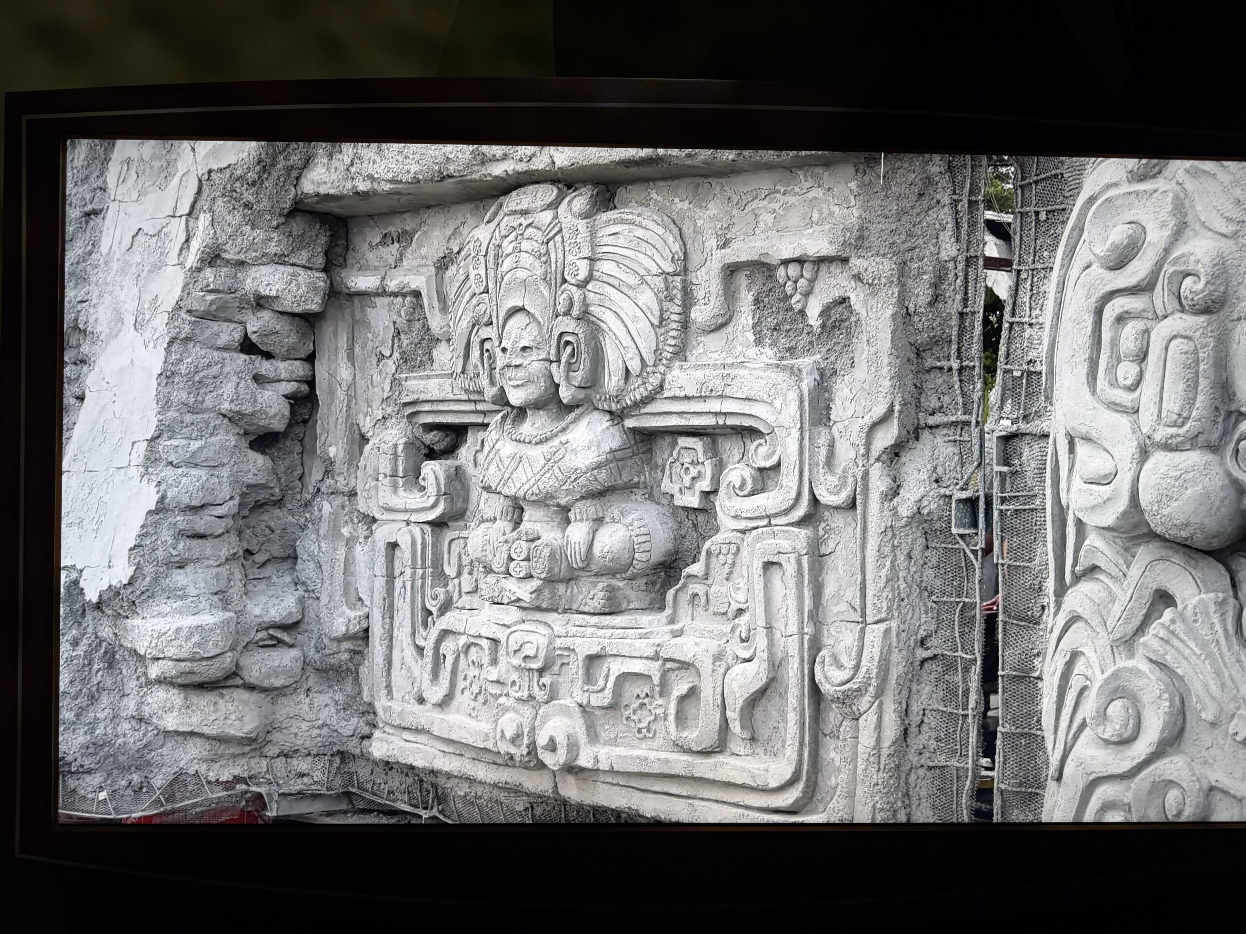 Displayed at D23: The Ultimate Disney Fan Event is a model of the new Indiana Jones ride's temple facade, as well as photos of the facade under construction and a look inside the attraction. The new ride is a reimagining of DINOSAUR at Disney's Animal Kingdom.