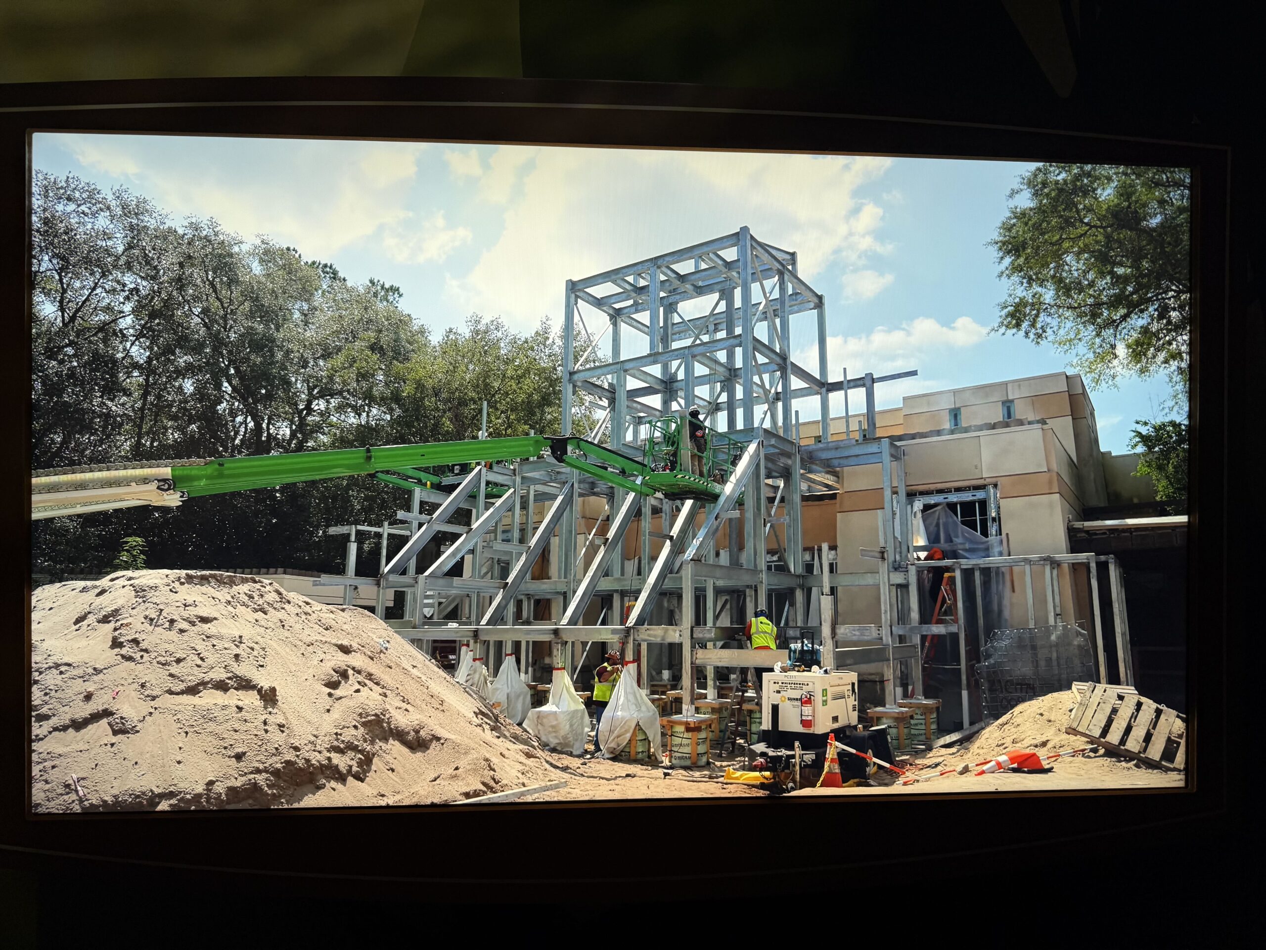 Displayed at D23: The Ultimate Disney Fan Event is a model of the new Indiana Jones ride's temple facade, as well as photos of the facade under construction and a look inside the attraction. The new ride is a reimagining of DINOSAUR at Disney's Animal Kingdom.