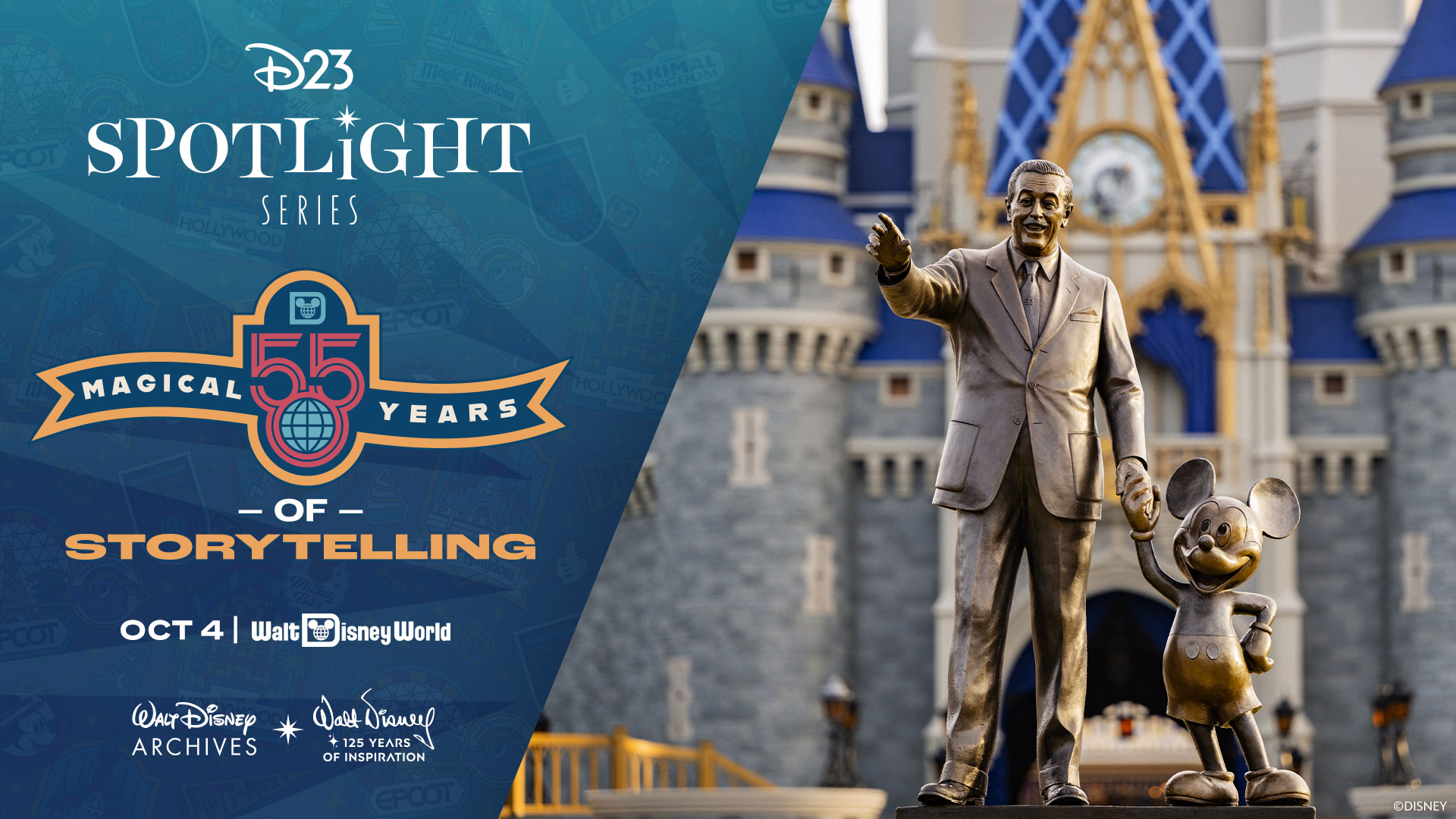 D23 Spotlight Series artwork for Walt Disney World’s 55th anniversary event