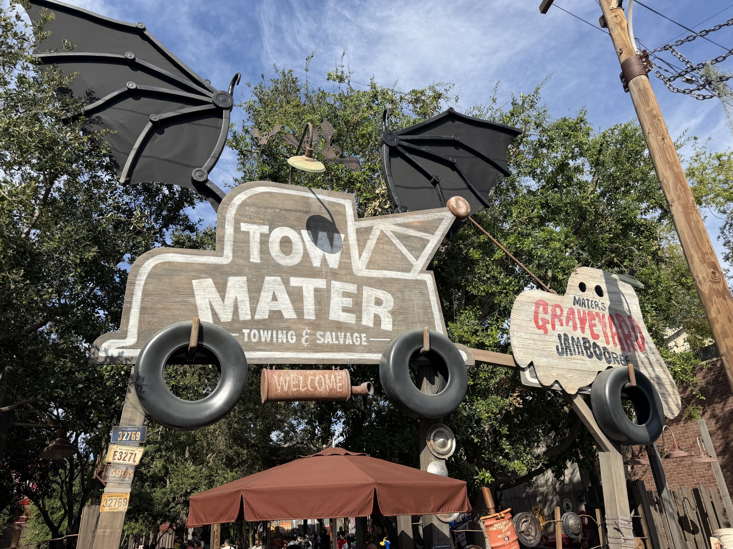 Mater's Junkyard Jamobree is now Mater's Junkyard Jam-BOOree. where Mater will creep guests out with spooky country songs as he takes guests for a whirl. The overlay will run from August 21 - October 31.