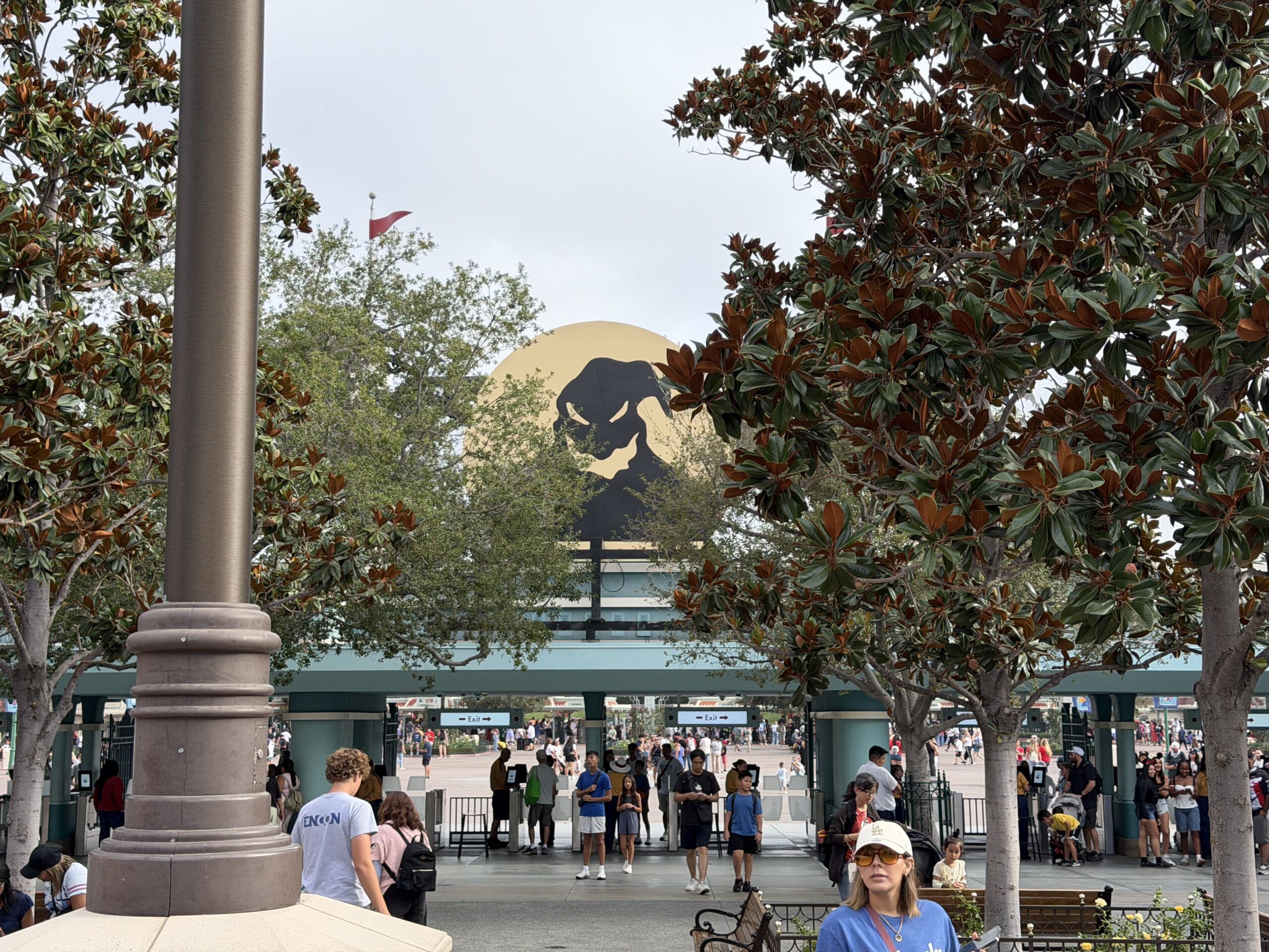 The Oogie Boogie Bash entrance decoration has been installed above the Disney California Adventure gates. We also noticed more decor in the park.