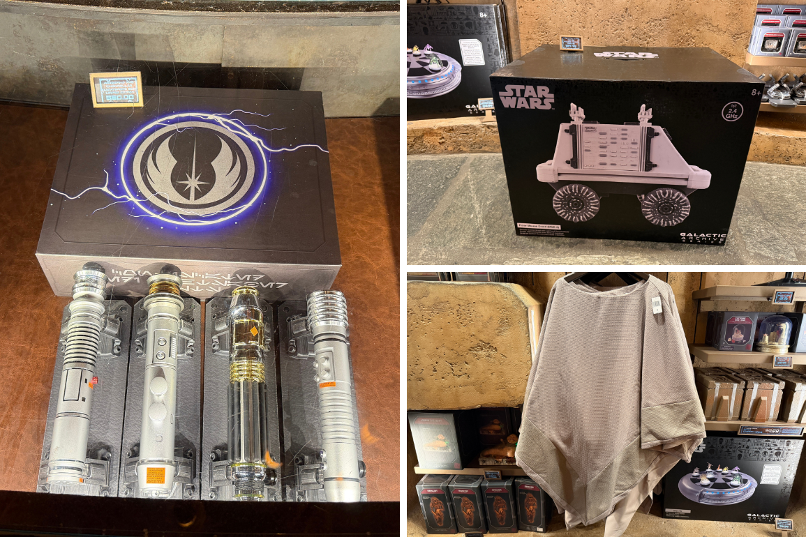 New Star Wars lightsaber hilts, droids, and apparel now available at Disneyland Resort.