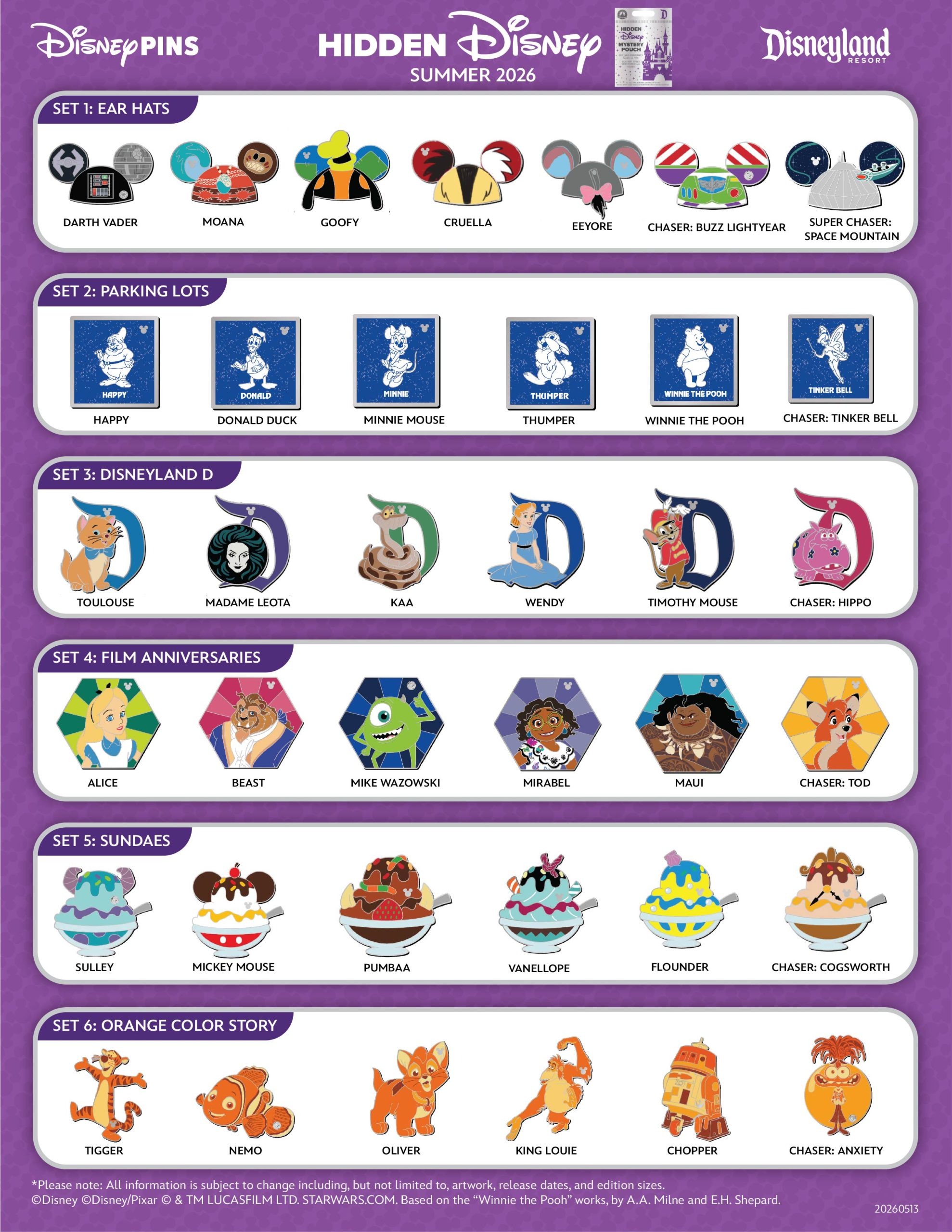 Summer 2026 Hidden Disney Pins Revealed for Disneyland Featuring Small World Hippo & More