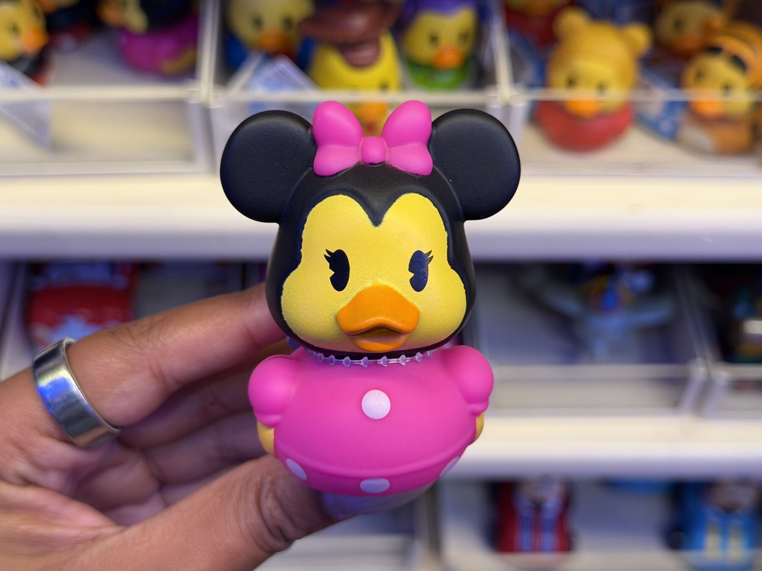 Minnie Mouse rubber duck available at Disneyland