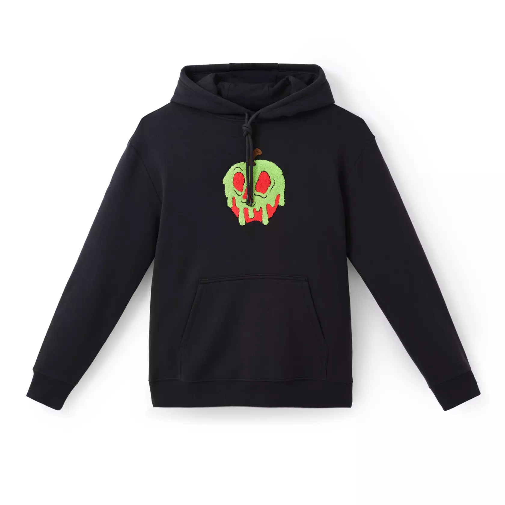 Channel the Evil Queen from Snow White and the Seven Dwarfs with this simple black pullover featuring an embroidered appliqué of the poisoned apple.