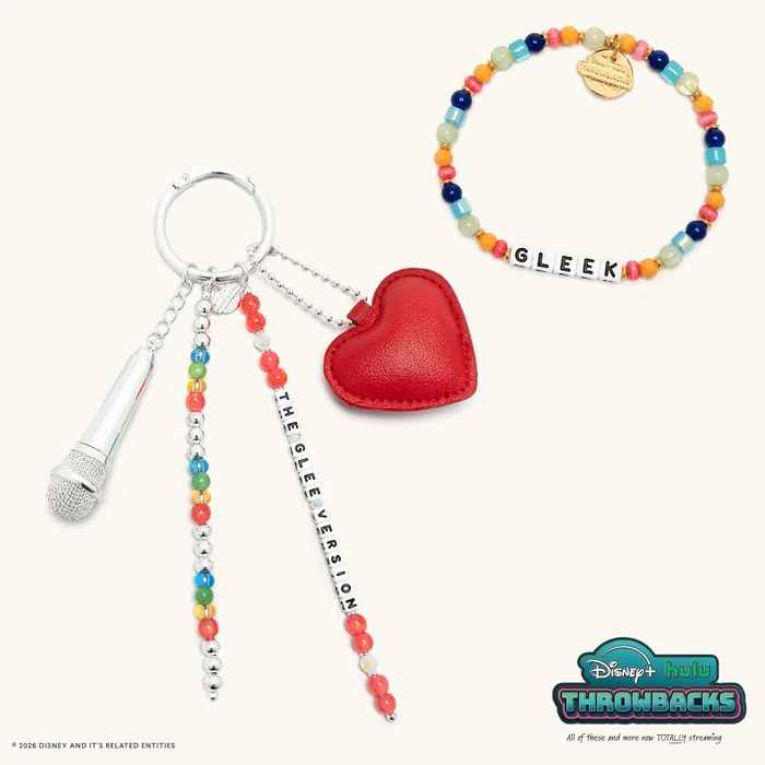 Similarly, Glee fans can purchase a bundle including the Glee version bag charm and the "GLEEK" bracelet.