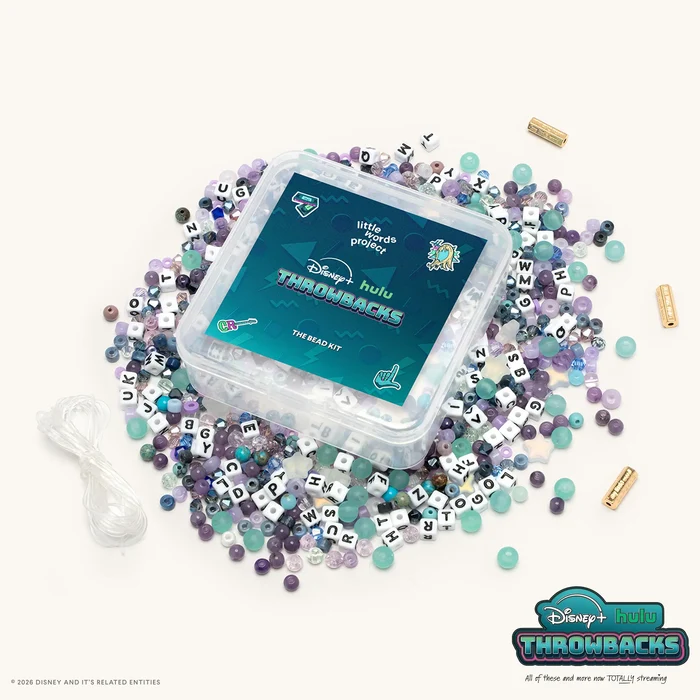 Those looking to design their own throwback bracelets can purchase this bead kit. The kit comes with letter blocks from A-Z, an assorted mix of crystal and acrylic beads in shades of blue and purple, three "My Little Word" closure beads, 72 inches of elastic stretch string, and an instruction booklet.