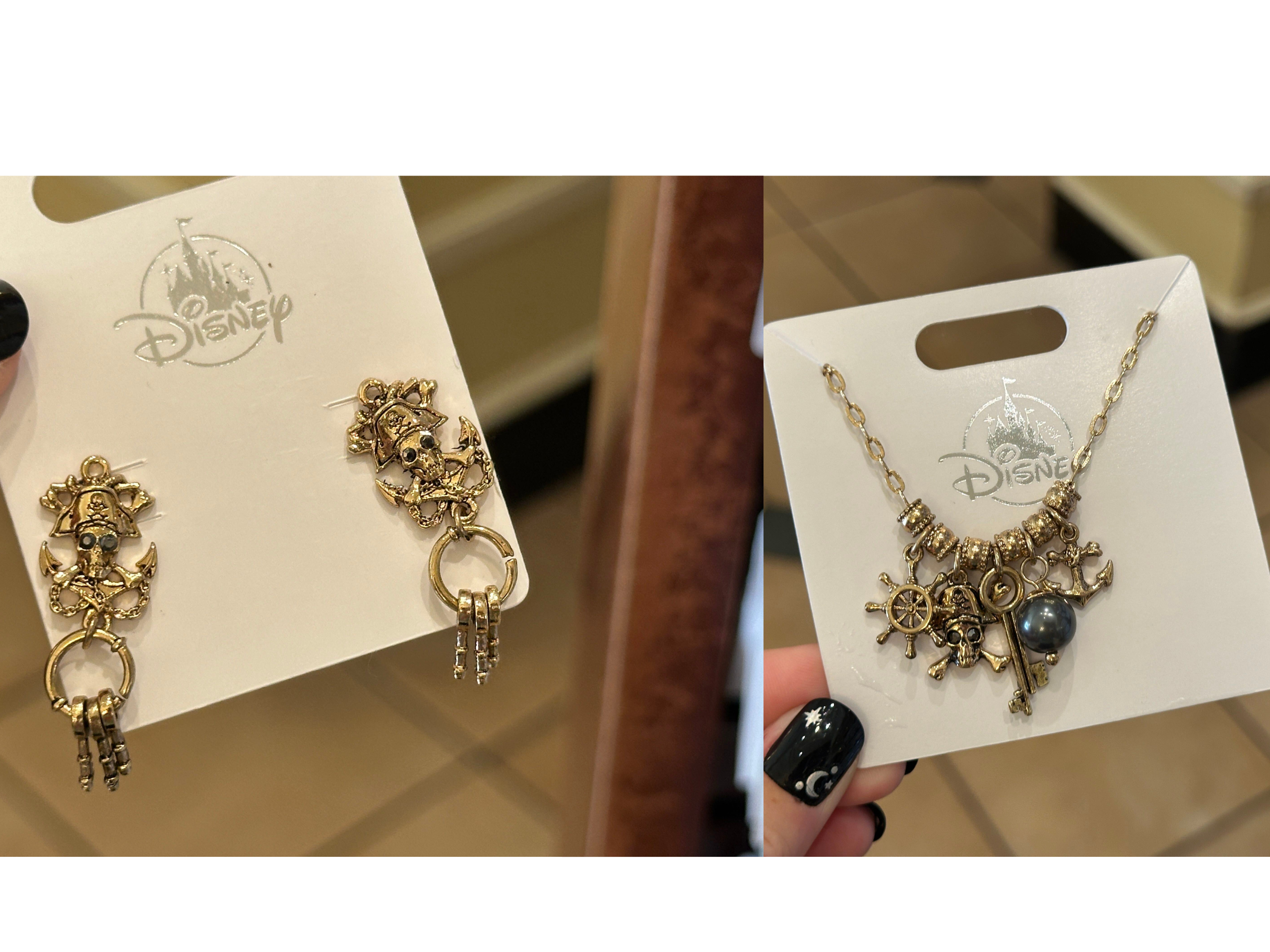 Pirates of the Caribbean-themed necklace and earrings "prepare to make sail" at Walt Disney World.