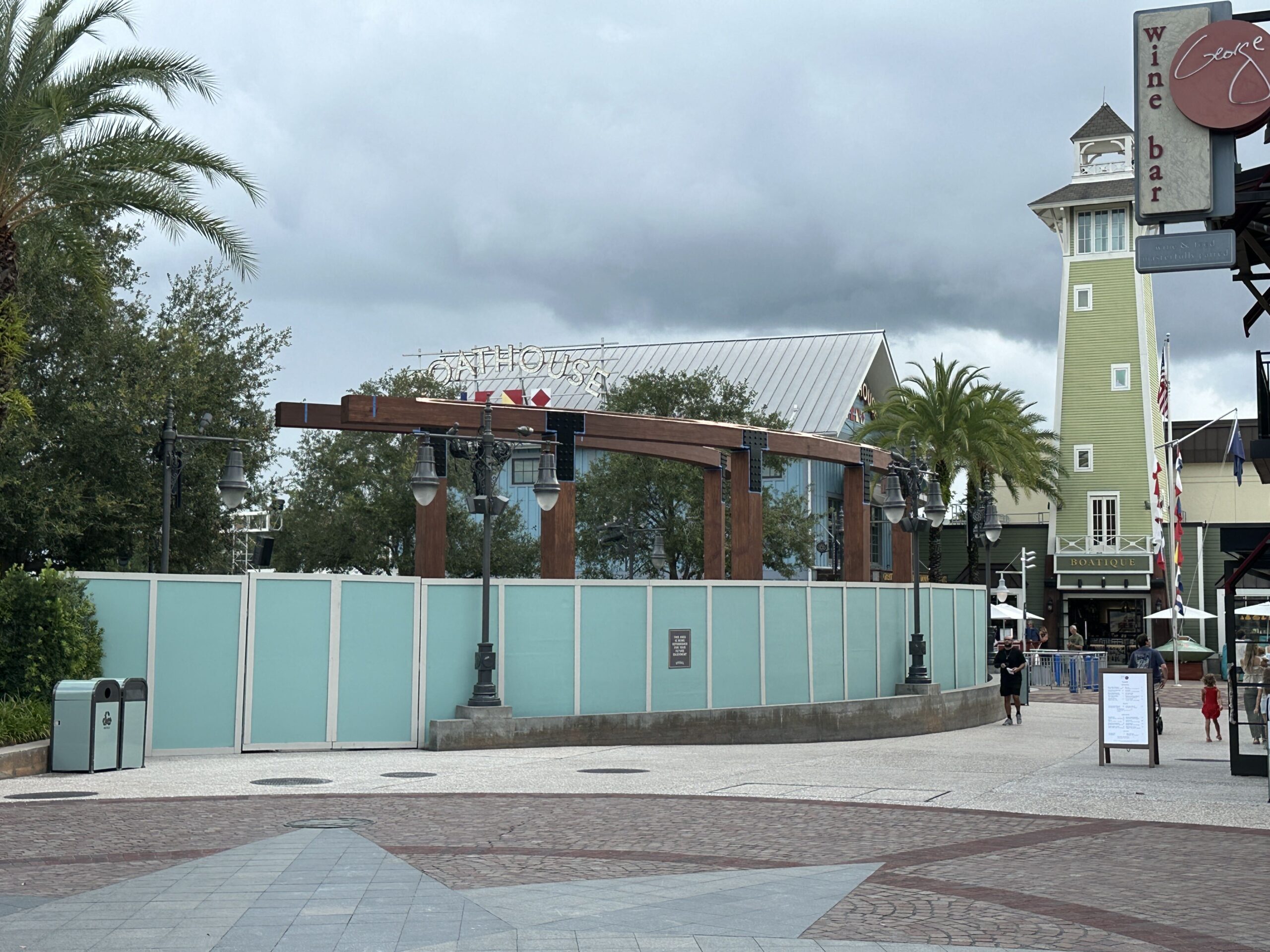 New Waterview Park Shade Structure Receives Stain and Copper Trim at Disney Springs