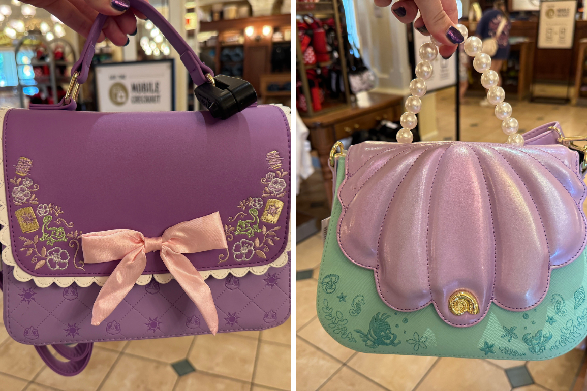 Accessorize in princess style with Rapunzel- and Ariel-inspired Loungefly handbags from Walt Disney World.
