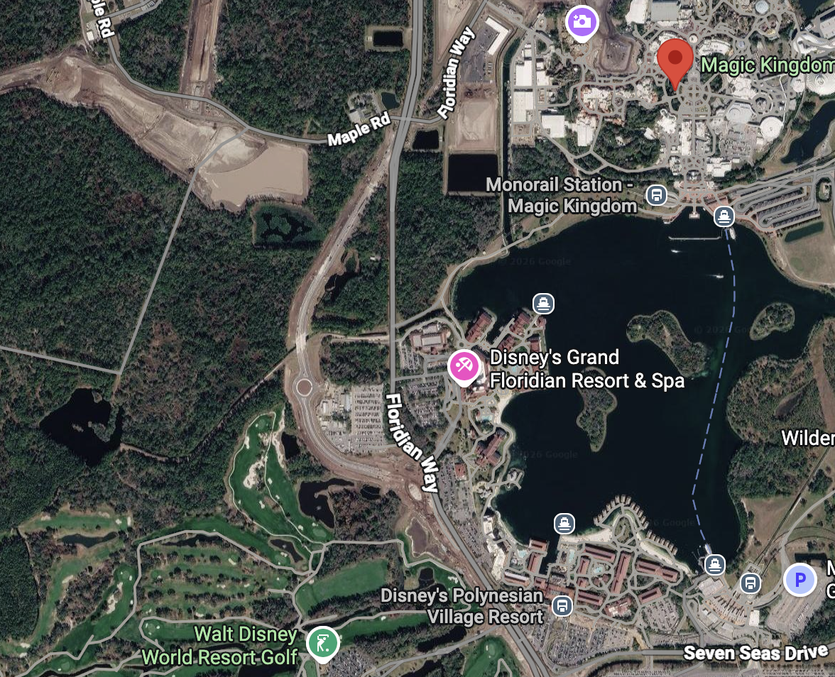 The new Floridian Way roadway is now open at Walt Disney World. The road is part of a larger project to improve traffic around Magic Kingdom.