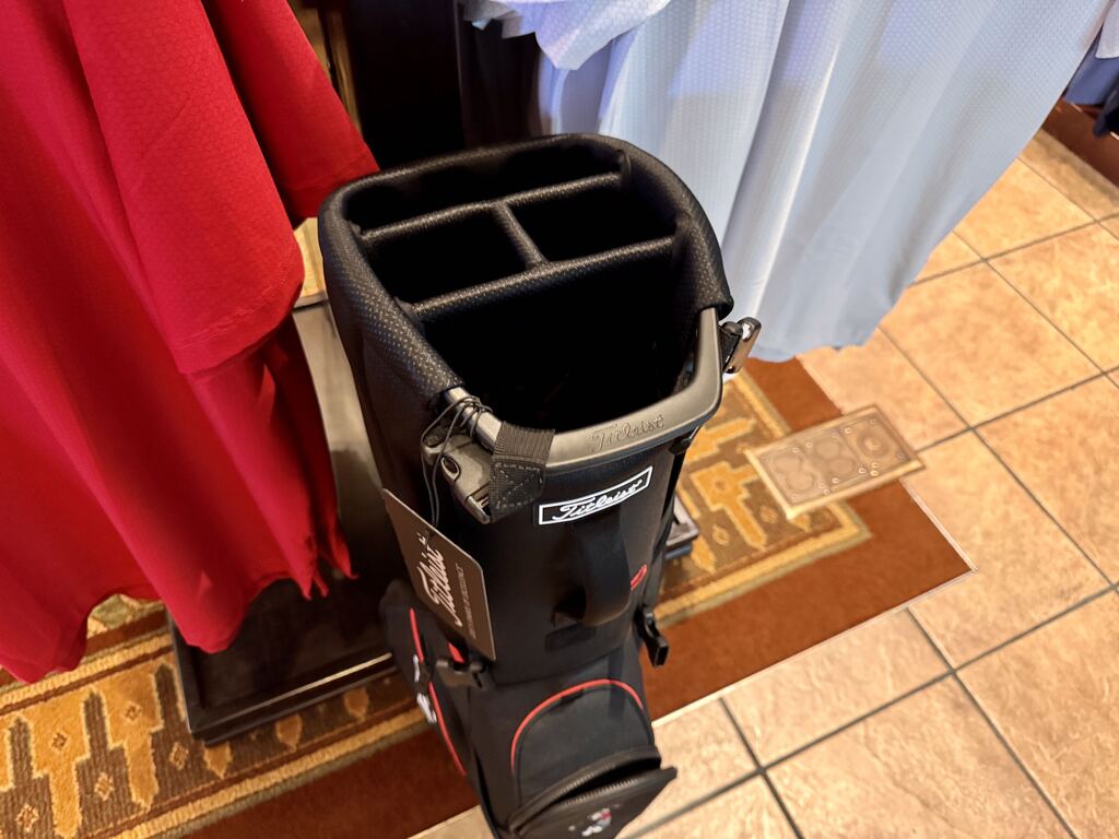 Mickey golf bag available at Palm and Magnolia pro shop at Walt Disney World