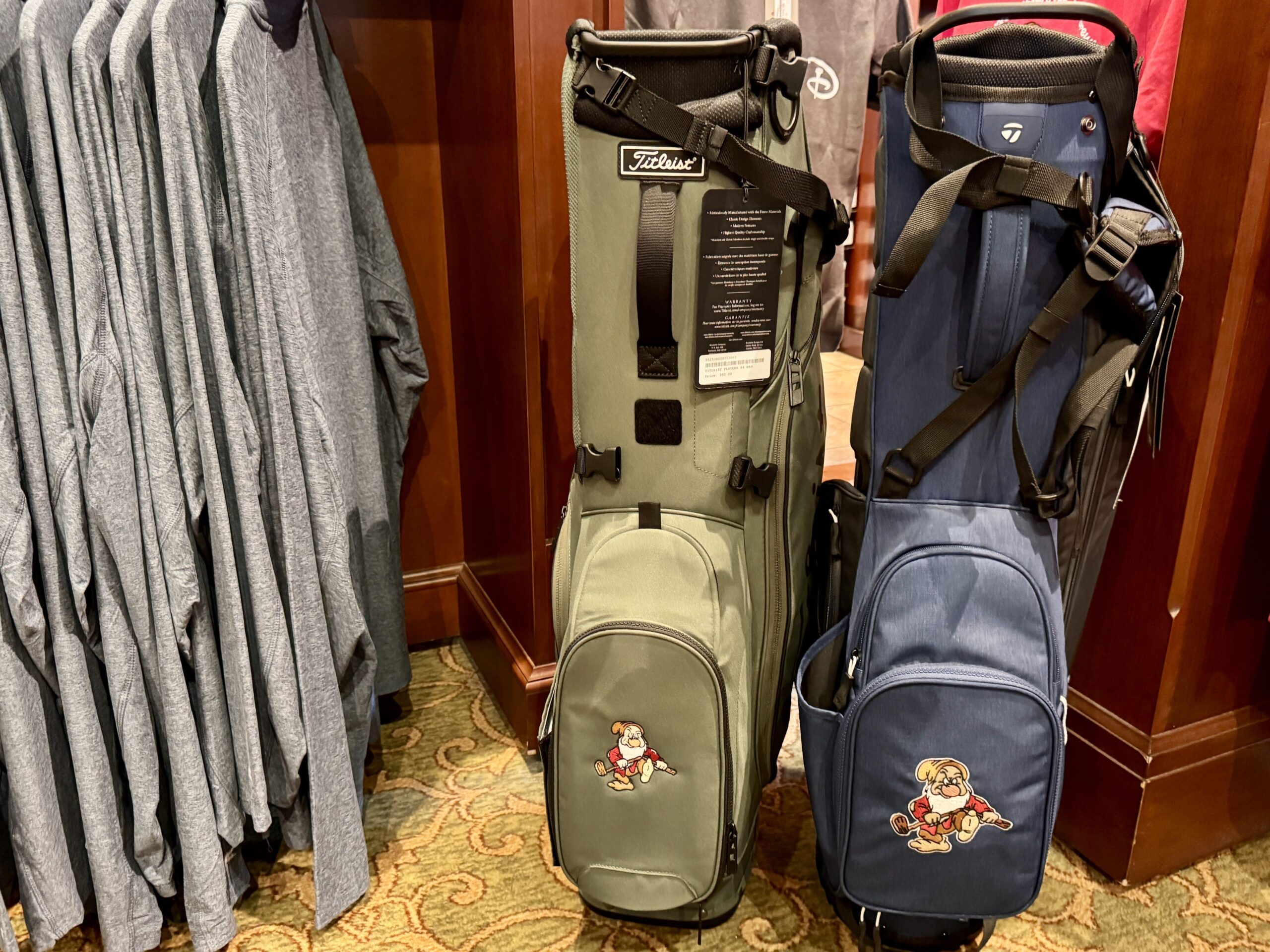 Grumpy golf bag available at Palm and Magnolia pro shop at Walt Disney World
