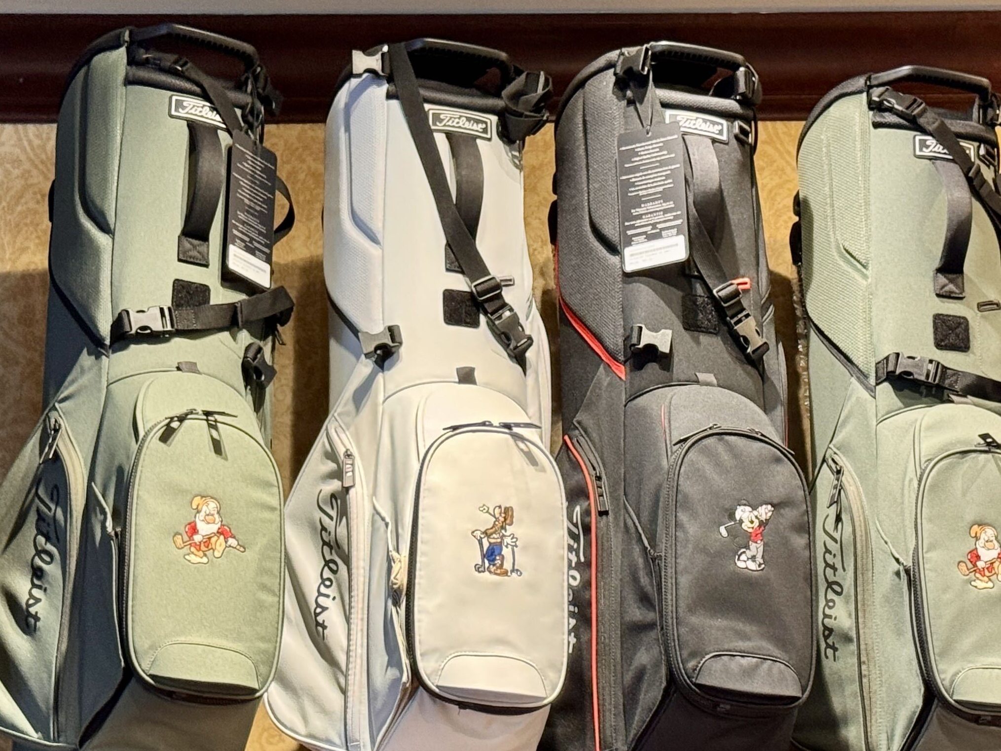 Golf bags available at Palm and Magnolia pro shop at Walt Disney World