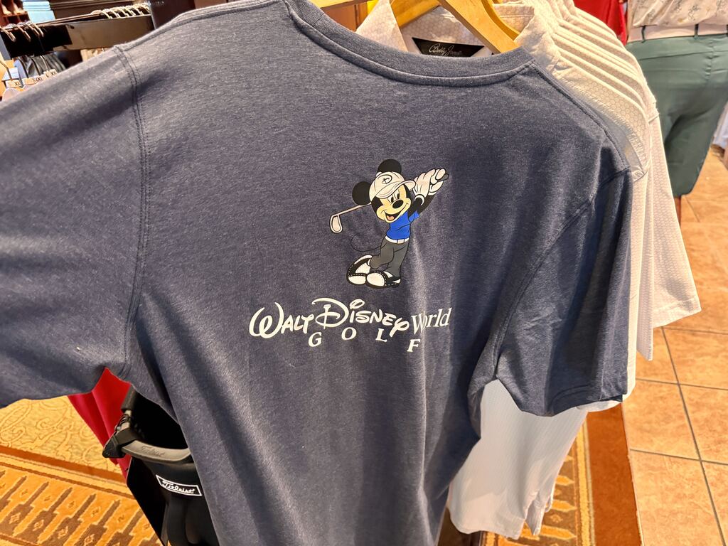 Gray golf shirt available at Palm and Magnolia pro shop at Walt Disney World