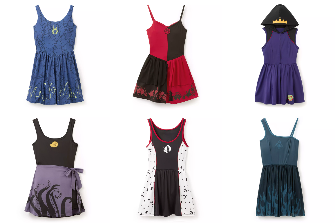 Athletic dresses by Her Universe themed after Disney Villains are now available online at Disney Store.