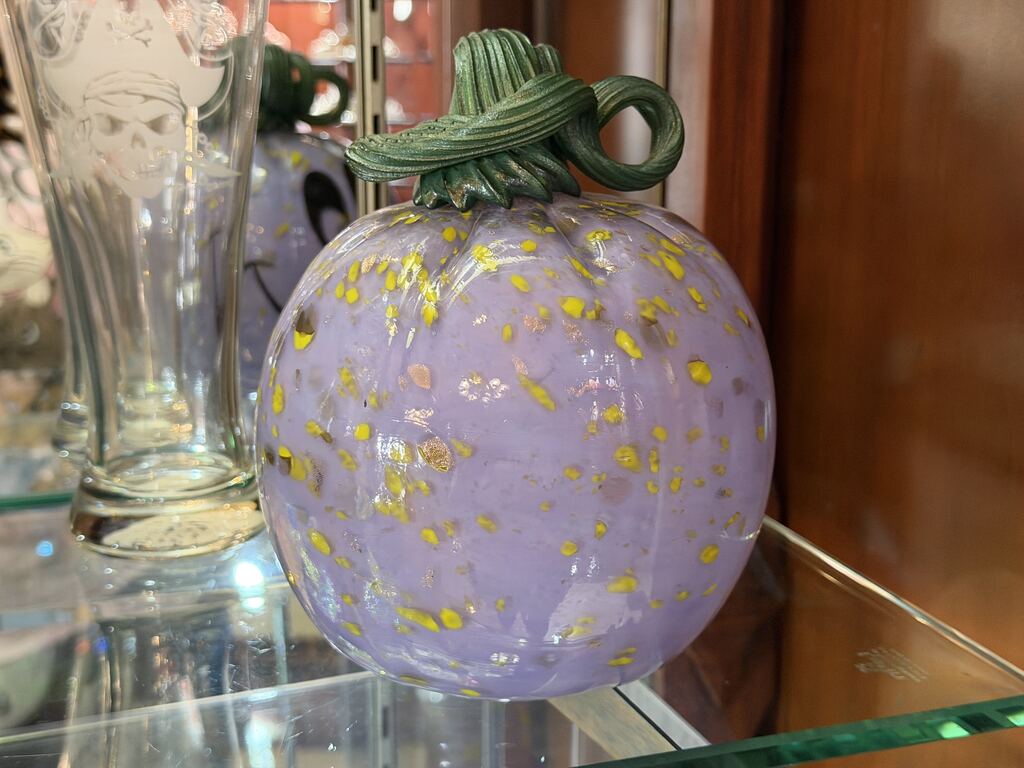 New Mickey glass blown pumpkin available in Crystal Arts at Disneyland Park