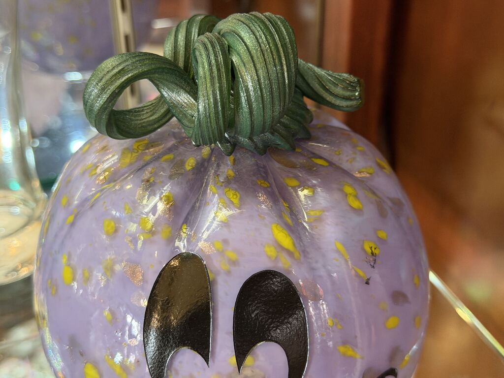 New Mickey glass blown pumpkin available in Crystal Arts at Disneyland Park