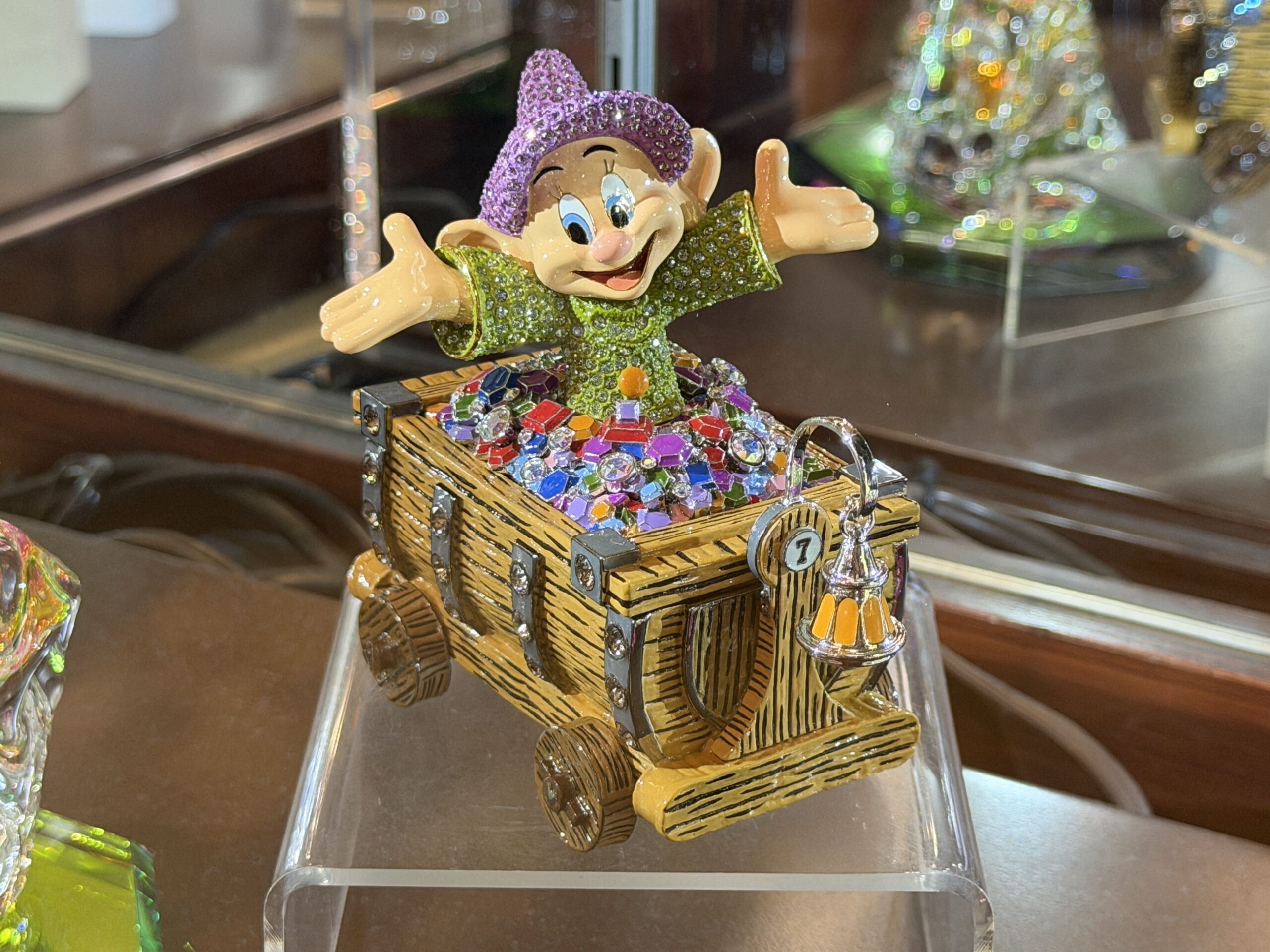 New crystal Dopey trinket box available in Crystal Arts at Disneyland Park