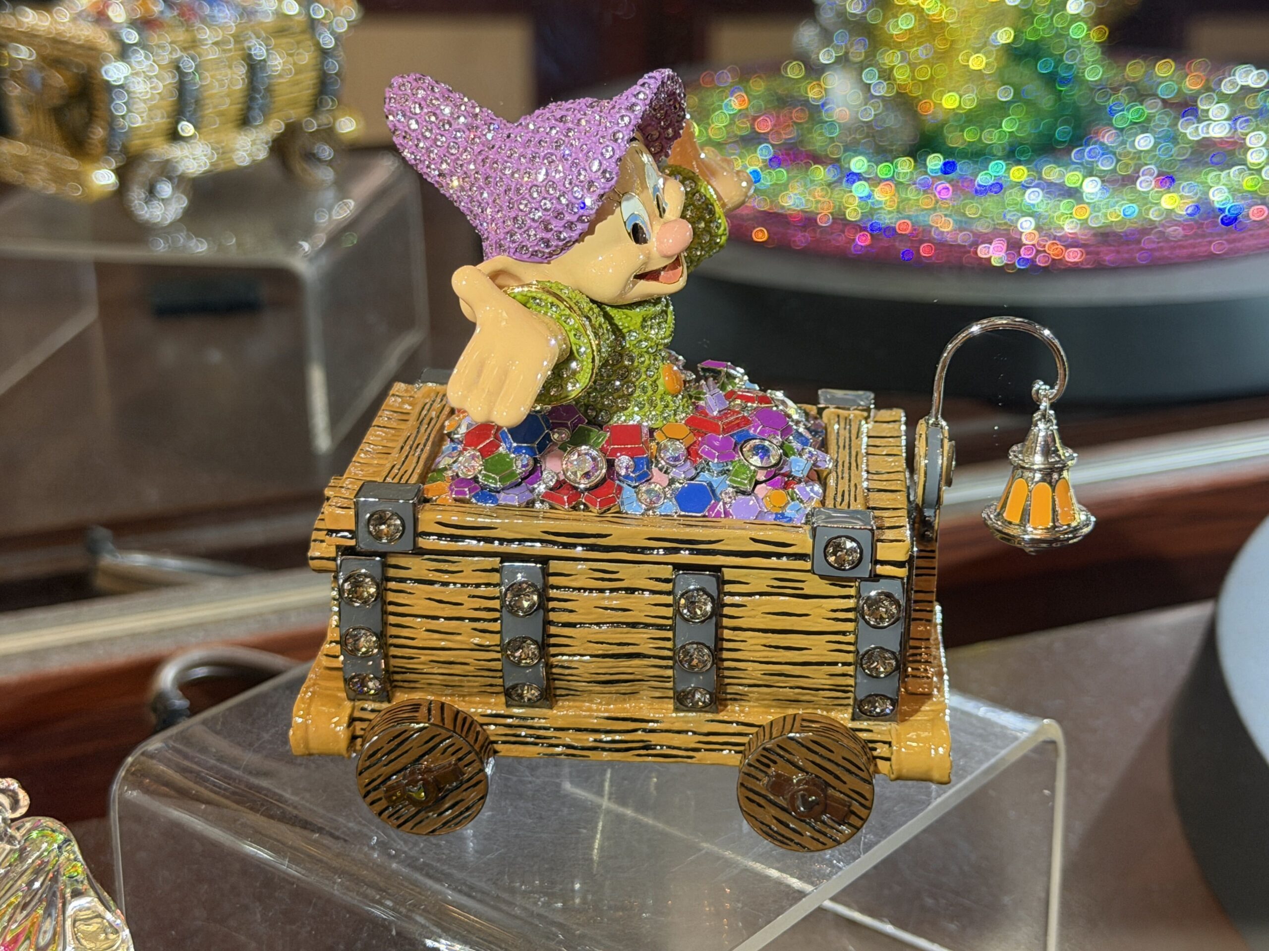 New crystal Dopey trinket box available in Crystal Arts at Disneyland Park