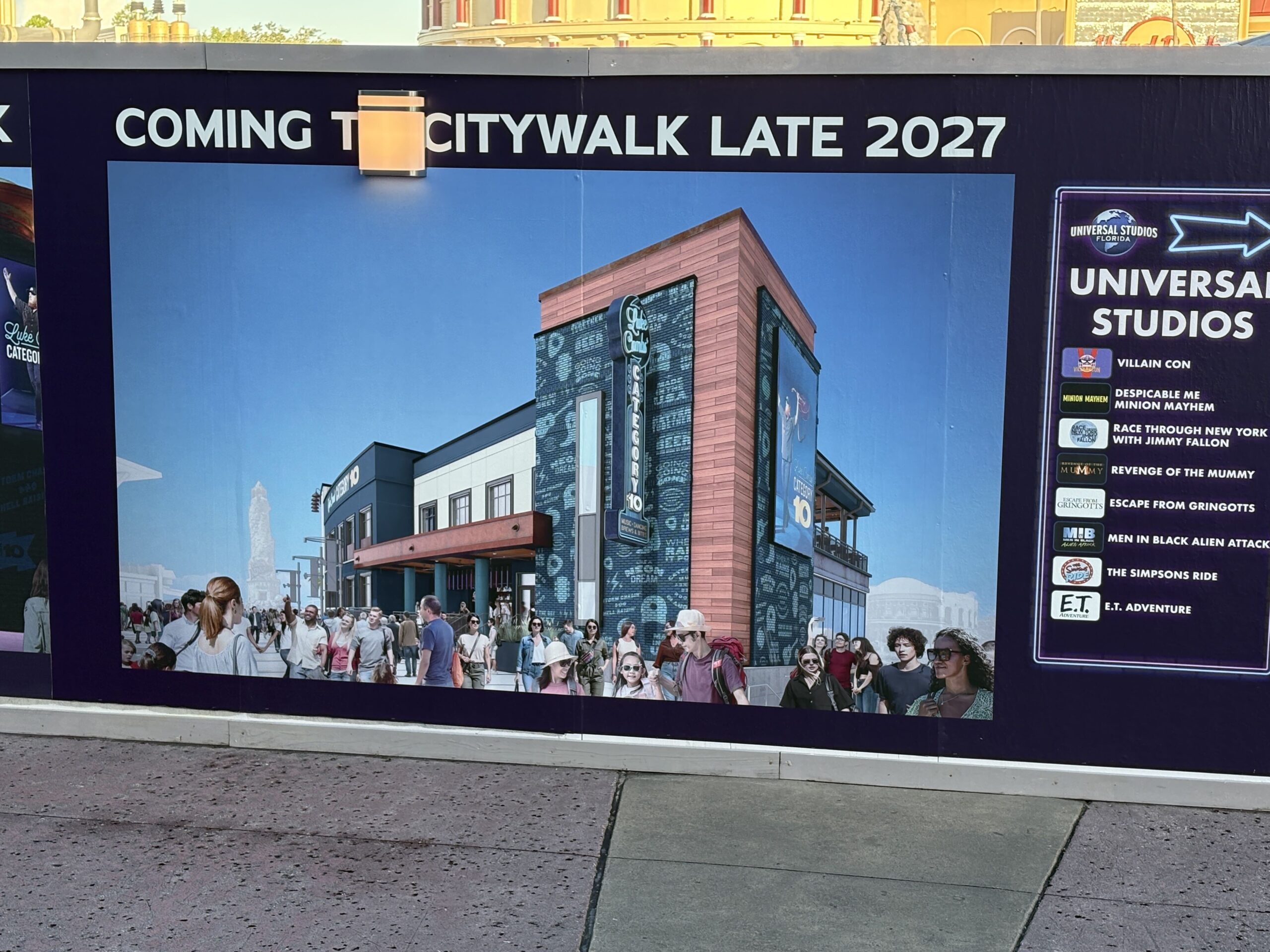 Luke Combs Category 10 Concept Art Added to Construction Walls in Universal CityWalk Orlando