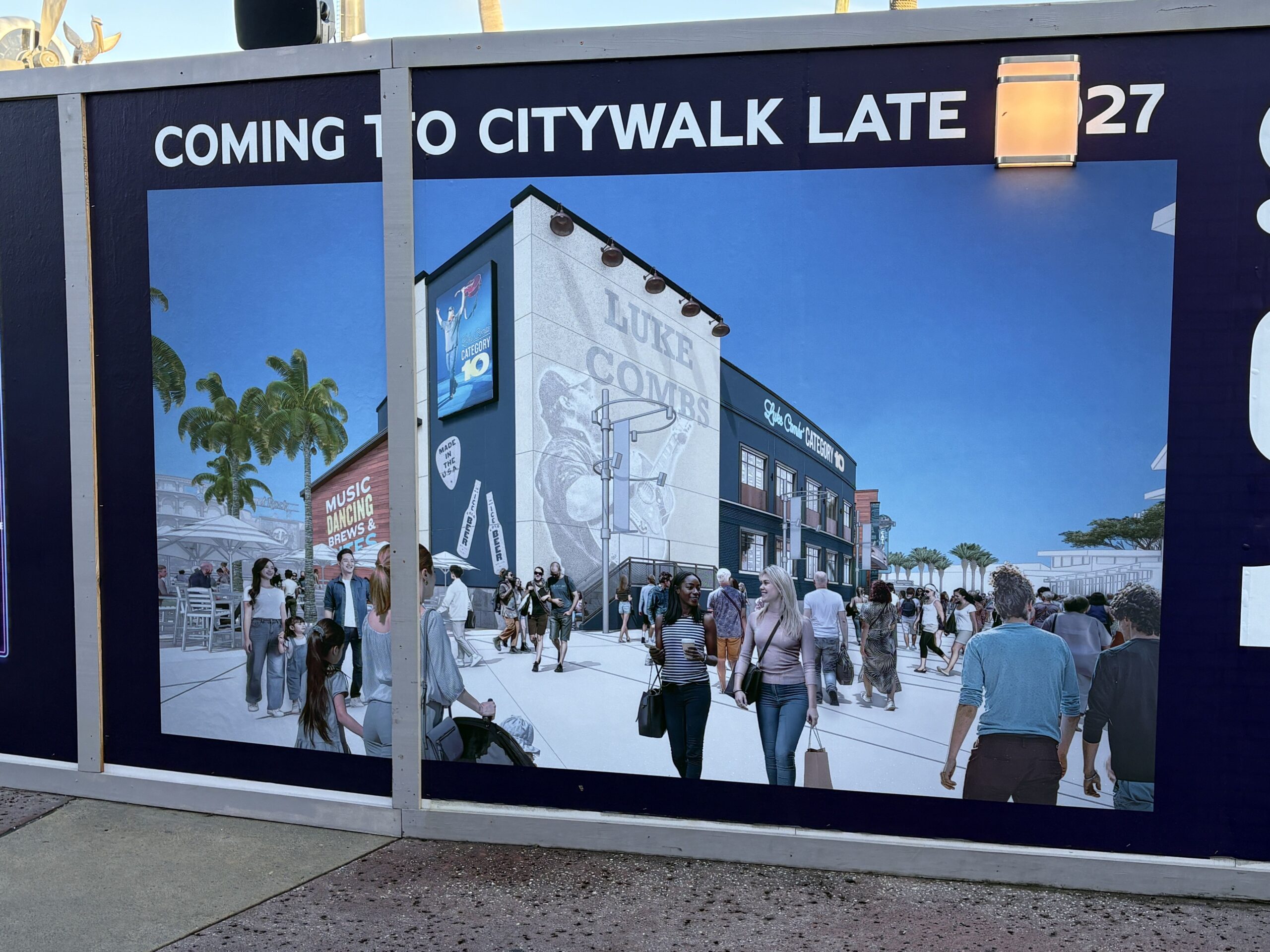 Luke Combs Category 10 Concept Art Added to Construction Walls in Universal CityWalk Orlando