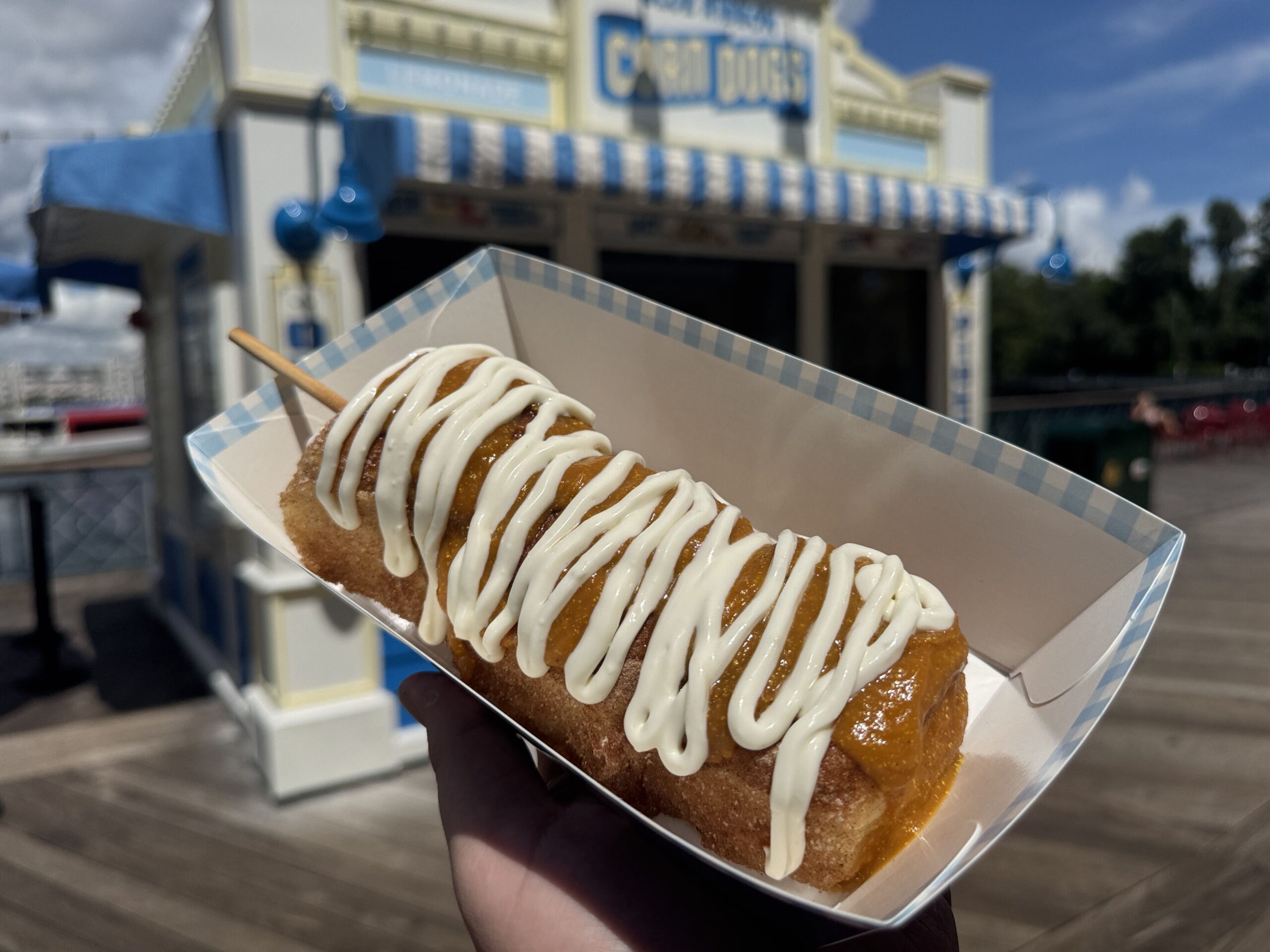 Pumpkin Cheesecake Fried Hawaiian Roll by Blue Ribbon Corn Dogs at Walt Disney World