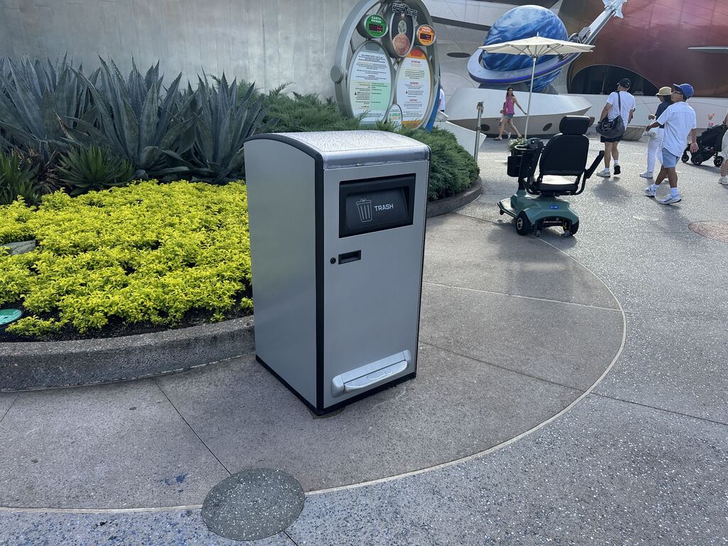 Solar-powered trash cans have been added near Mission: SPACE in EPCOT at Walt Disney World