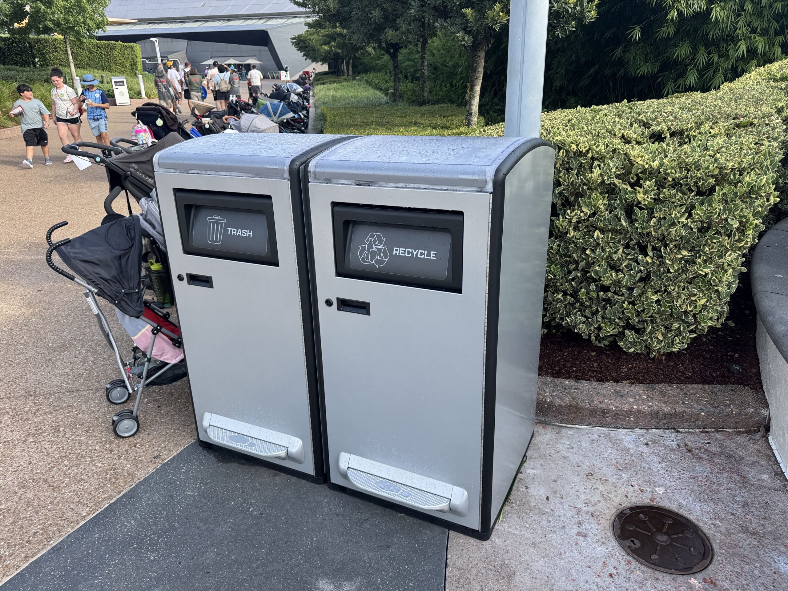 Plain Solar-Powered Trash Cans Added Near Mission: SPACE at Walt Disney World